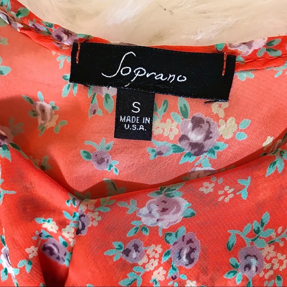 Soprano Orange Floral Ruffled Peplum Top - Picture 7 of 11